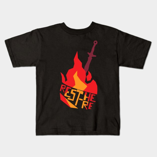 Rest Here Bonfire Firelink Kids T-Shirt by Olympia Store